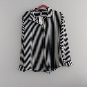H& M striped long- sleeved , button down shirt, size 12,